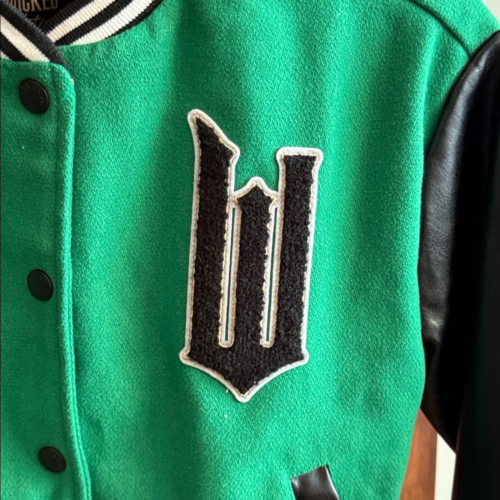 Justice kids Wicked Varsity Bomber Jacket faux leather kids size Small 7/8 - Picture 2 of 9
